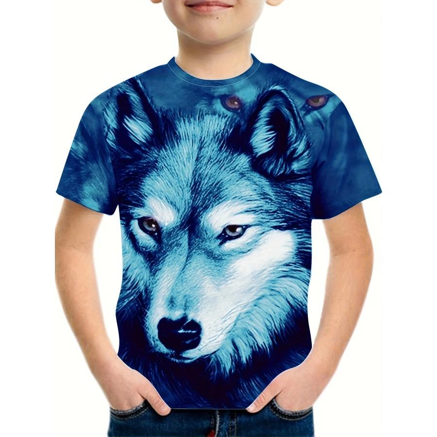 Kids Wolf Cartoon Top Fashion Summer Printed 3D T Shirt Boys Tees Casual Short Sleeve O Neck Girls Tops