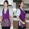 Multi-functional Polyester Work Apron Button Design Waterproof Suit Collar Apron Ethnic Style Vintage Flip Collar Apron Home Use