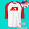 Ace Hardware Men#039;s Raglan White Red Size S To 2XL Unisex T-Shirt