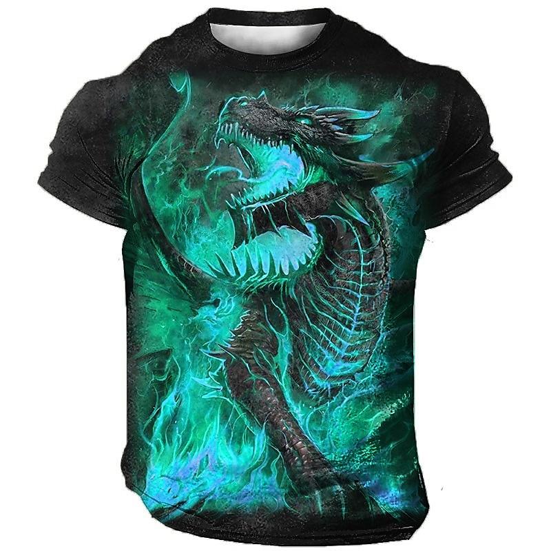 Men's Animal Dragon Graphic T shirt Vintage 3D Print Short Sleeve Crew Neck