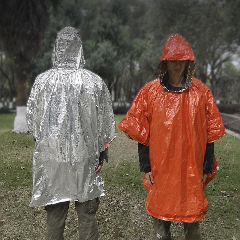 Emergency Rain Poncho Reusable Weather Resistant Raincoat for Camping Hiking Emergency Supplies Survival Kits