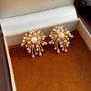 Silver needle New Year's red zircon fireworks pearl stud earrings retro temperament versatile earrings light luxury high-end earrings women