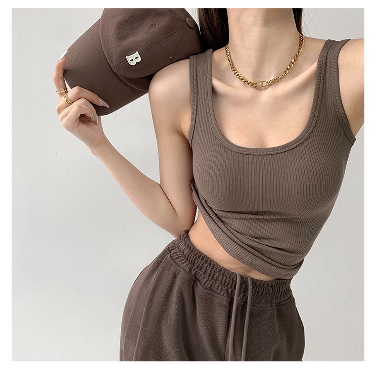 Premium Cotton U-neck Slimming Sports Tank Top - Women's Summer Sleeveless Camisole