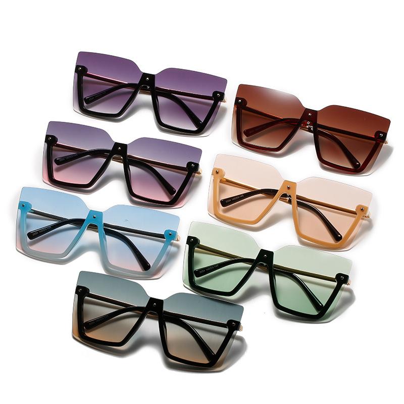 Half-Frame Square Sunglasses Women'S Trendy Rice Nail Sunglasses, Men'S Sunglasses Of The Same Style