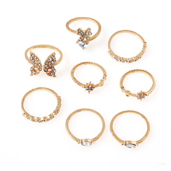 Simple Boho Rings Butterfly Flower Electroplated Elegant