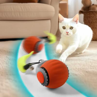 Interaktives Katzenball-Spielzeug, automatischer rollender Ball, Kunstschwanz, wiederaufladbar, intelligentes elektrisches Haustierspielzeug, Hunde- und Katzentraining, imitieren Sie eine Maus