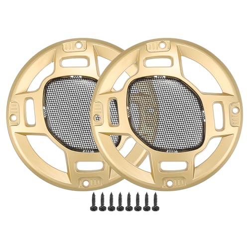 

ACROPIX 5 Защитная сетка для автомобильного динамика Круглая 5-дюймовая Аудиодинамик Сабвуфер Защитный чехол Крепежные винты Железо Золотистый тон Черный - Комплект из 2 штук