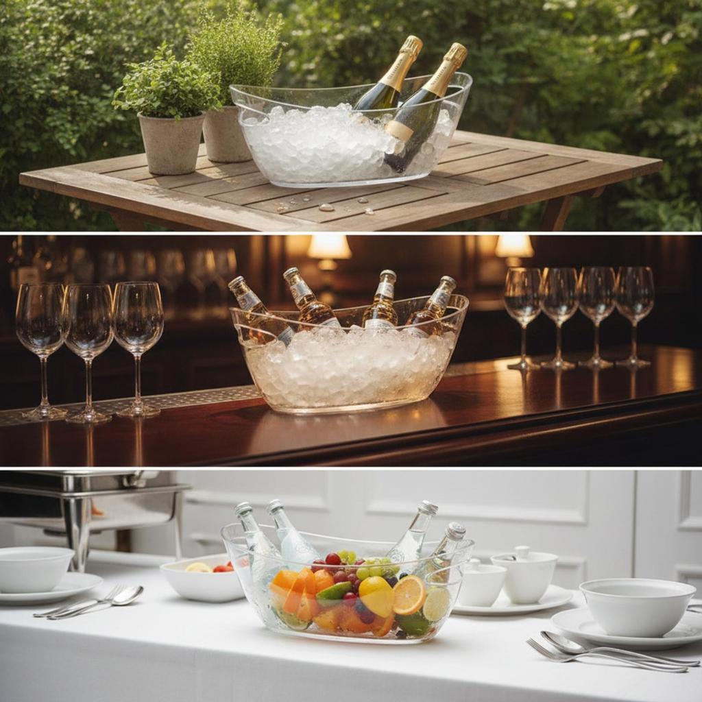 Boat-Shaped Ice Container Plastic Wine Cooler Beverage Tub Sturdy