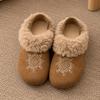 Two wears embroidered warm fluffy shoes Boken shoes for women's winter new outer wear piled thickened cotton slippers
