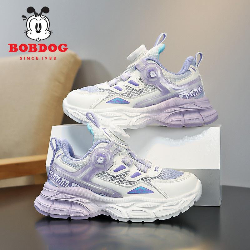Sneakers Single Mesh Summer Girls Breathable Children Rotating Button Running Shoes