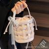 2025 Spring and Summer New Woven Niche Hand Basket Fashionable Versatile Single Shoulder Crossbody Premium Sense Commuter Bucket Bag