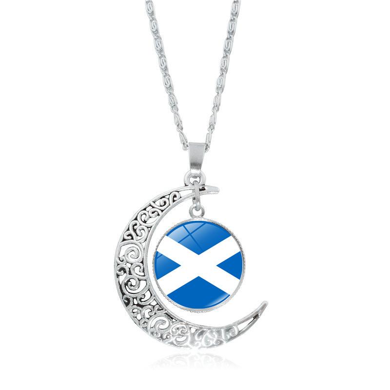 European Cup Top 24 National Flag Moon Women's Versatile Fashion Accessories Pendant Necklace