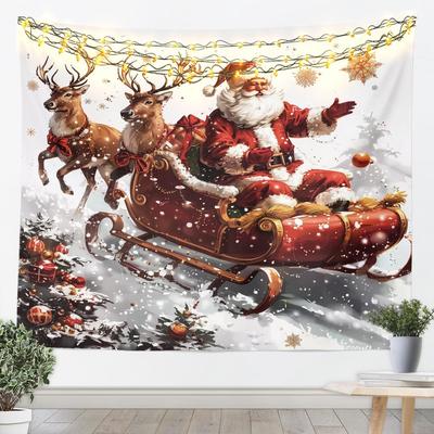Christmas Tapestry Santa Claus Snowflake New Year Background Wall Hanging Decoration Fireplace Stockings Gifts Hanging Cloth