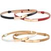 Simple Fashion Belt Women Pu Leather Belt Thin Skinny Metal Gold Elastic Buckle Waistband Female Dress Accessories