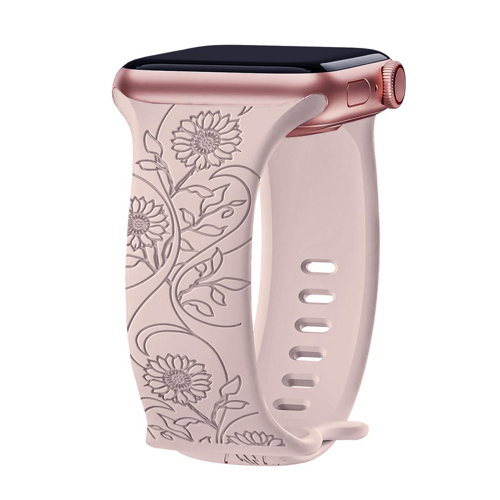 Strap For Apple Watch Band 44mm 40mm 41mm 42 45mm 49mm 46mm Floral Engraved bracelet correa iwatch series 10 9 SE 8 Ultra 2 3 11