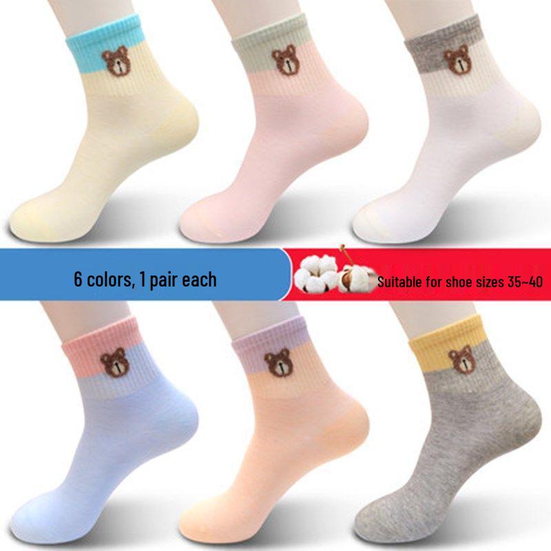 Langsha Women's Cotton Mid-Calf Socks - Autumn/Winter Breathable Odor-Resistant Chinese Style for All Seasons
