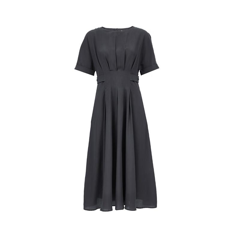 VEROMODA 2025 Spring Pleated Tencel Blend French Retro Long Dress