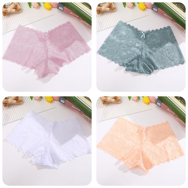 

FINETO 4 шт./компл. женские кружевные трусики-боксеры с открытыми плечами, сексуальное нижнее белье с цветочным принтом, женское нижнее белье с низкой талией, боксерские шорты XL&4pcs