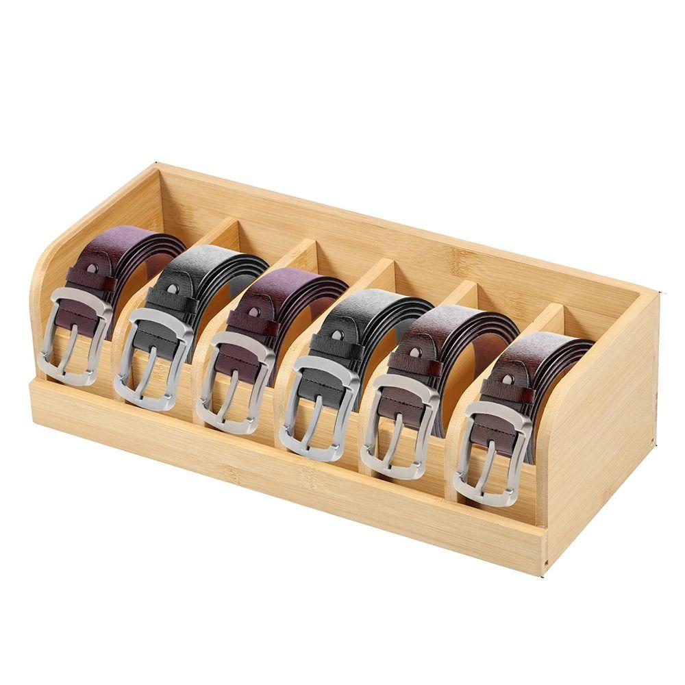 Natural Bamboo Belt Storage Box Save Space Belt Display Rack Purse Storage Holder  Women