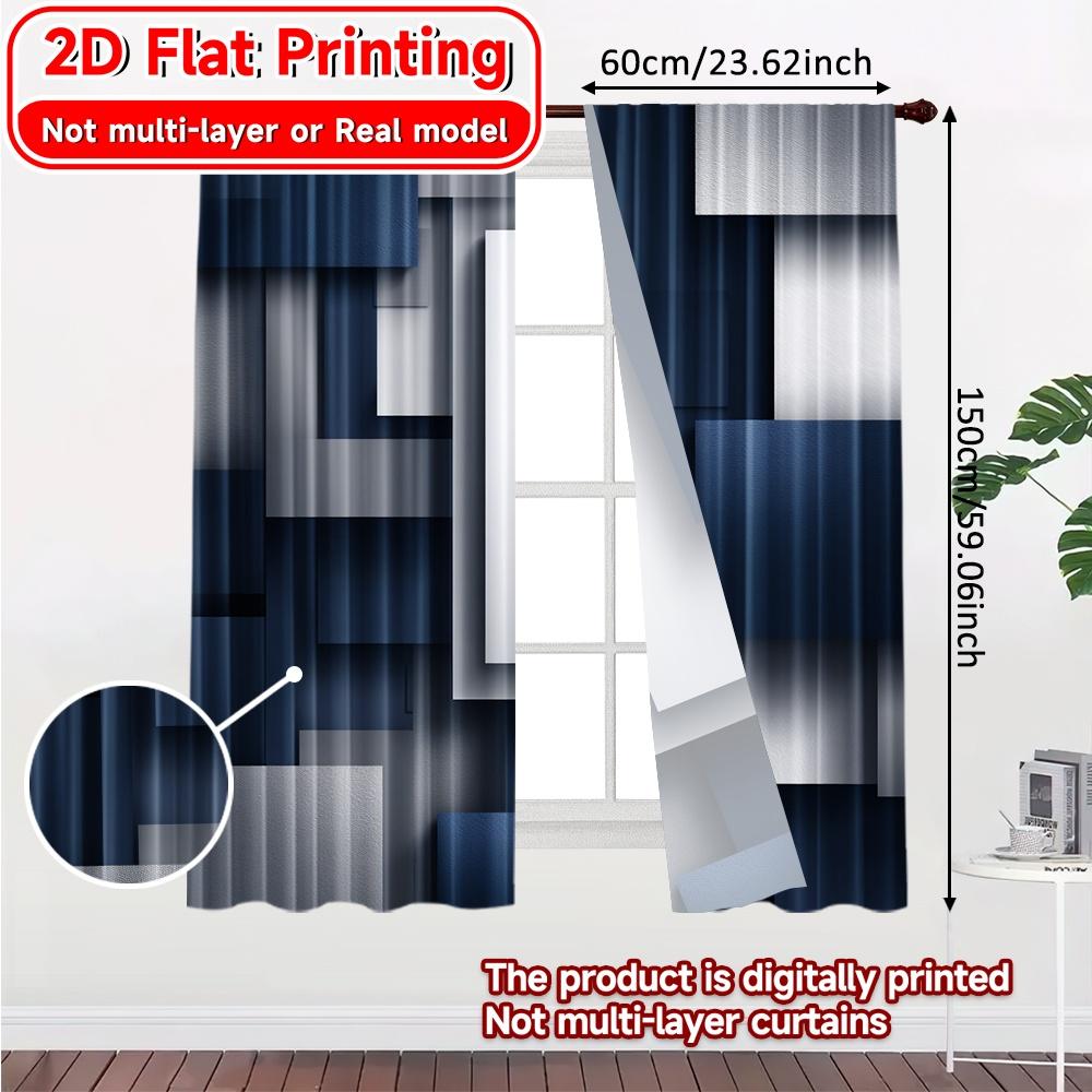 2D Flat Printing  2pcs Metal Harmony Print Modern Curtains Versatile 100% Polyester Curtains Room Decor Use for Bedroom & Various