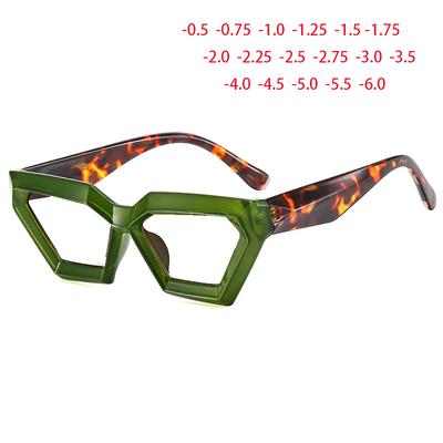 Nouvelles Lunettes Œil de Chat Triangulaires Style Street Hip Hop Avec Forme Irrégulière Lunettes de Myopie Tendance -0.5 -1.0 -2.0 À -6.0