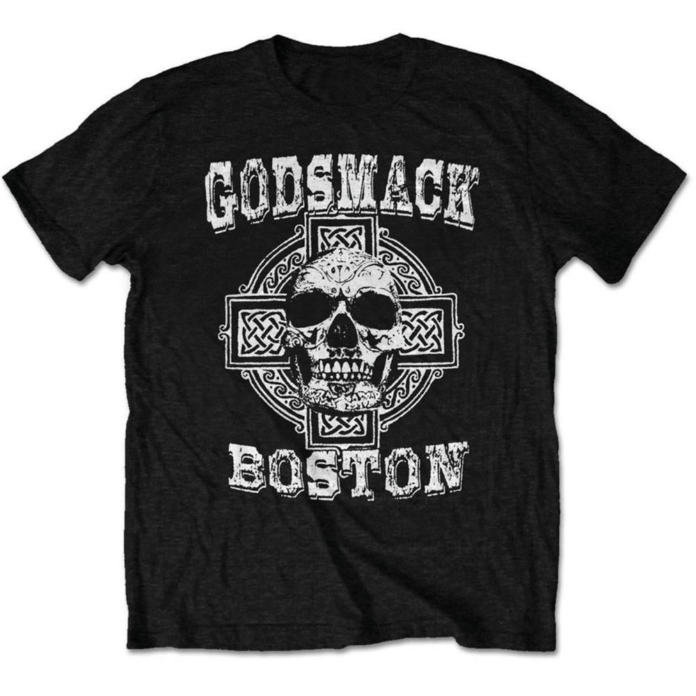 Godsmack Бостон Череп Приталенная футболка Средняя Черная Унисекс футболка XXXXL