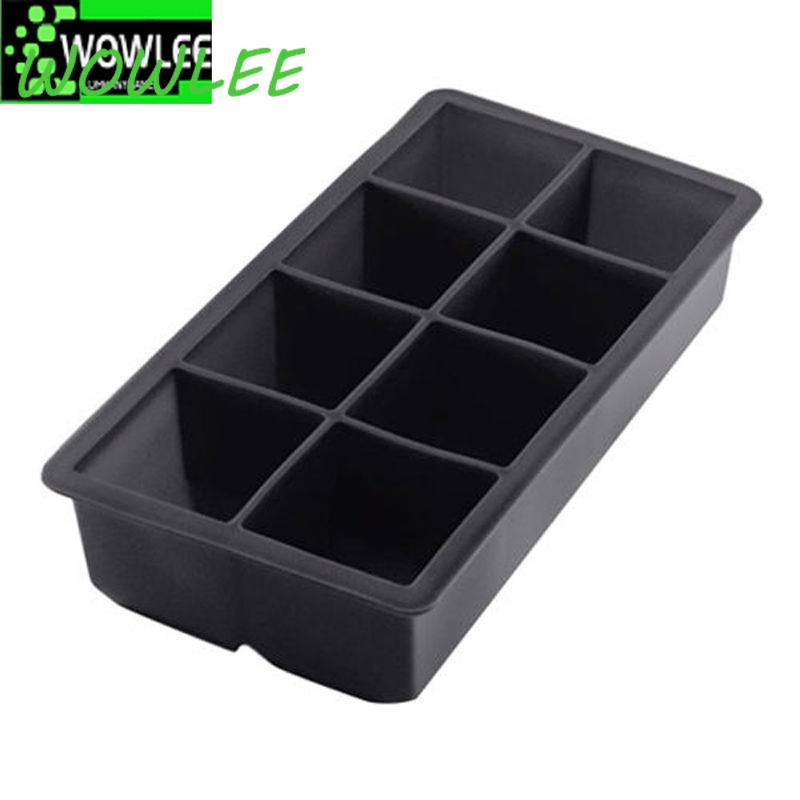 Livsmedelsgodkänd Silikon Iskubsform, Jumbo Stor Fyrkantig Bricka, DIY Form, Svart Form, Köksaccessoarer, 8 Stora Fack