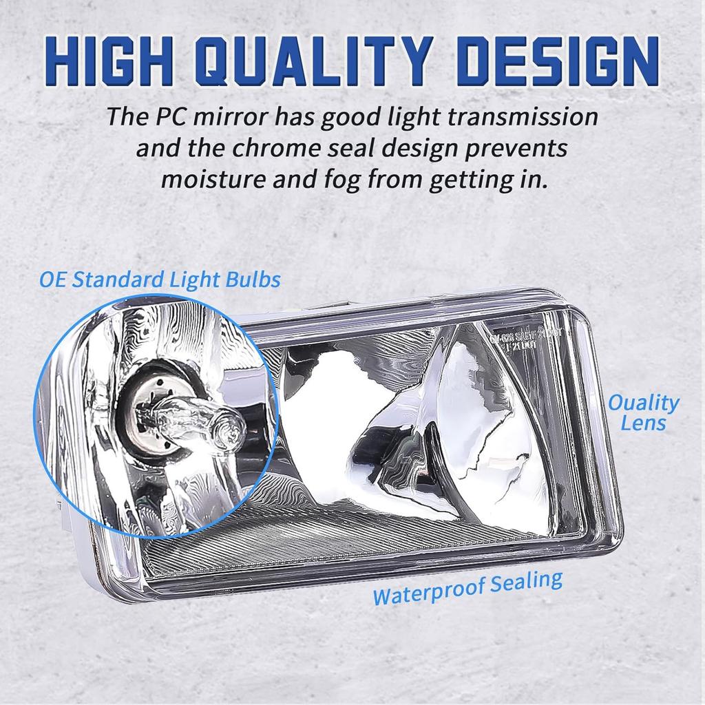 VPIMOZO Fog Lights Clear Lens Compatible With 2007 2008 2009 2010 2011 2012 2013 2014 Chevy Silverado 07-13 Avalanche/Suburban 07-15 Tahoe 2015