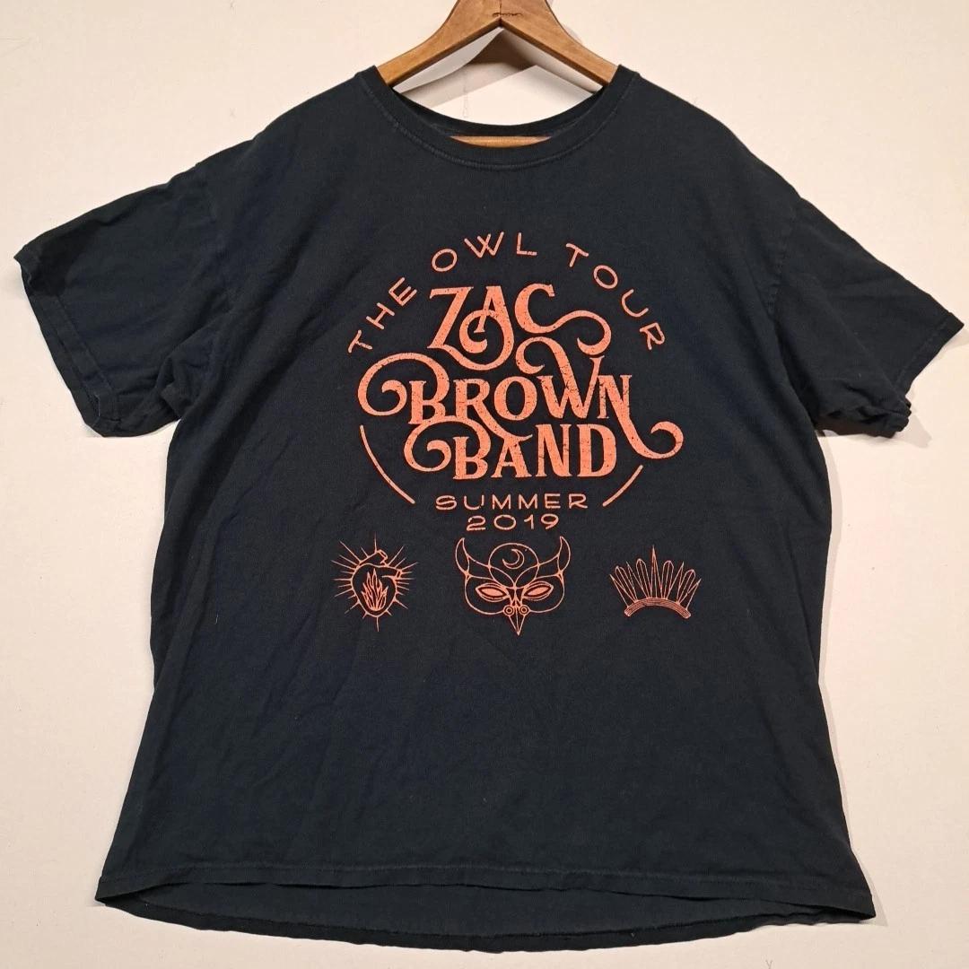 Zac Brown Band Summer 2019 The Owl Tour T-Shirt Adult L Large Black Cotton READ S
