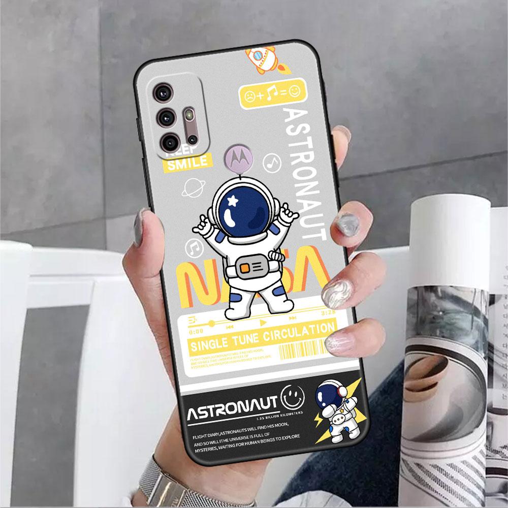 Modische Coole Astronauten-Hülle Für Motorola G30 G60 G9 Play ONE Fusion G8 G50 E6s G82 Edge 20 Pro G Stylus 2021 Weiche Handy-Capas