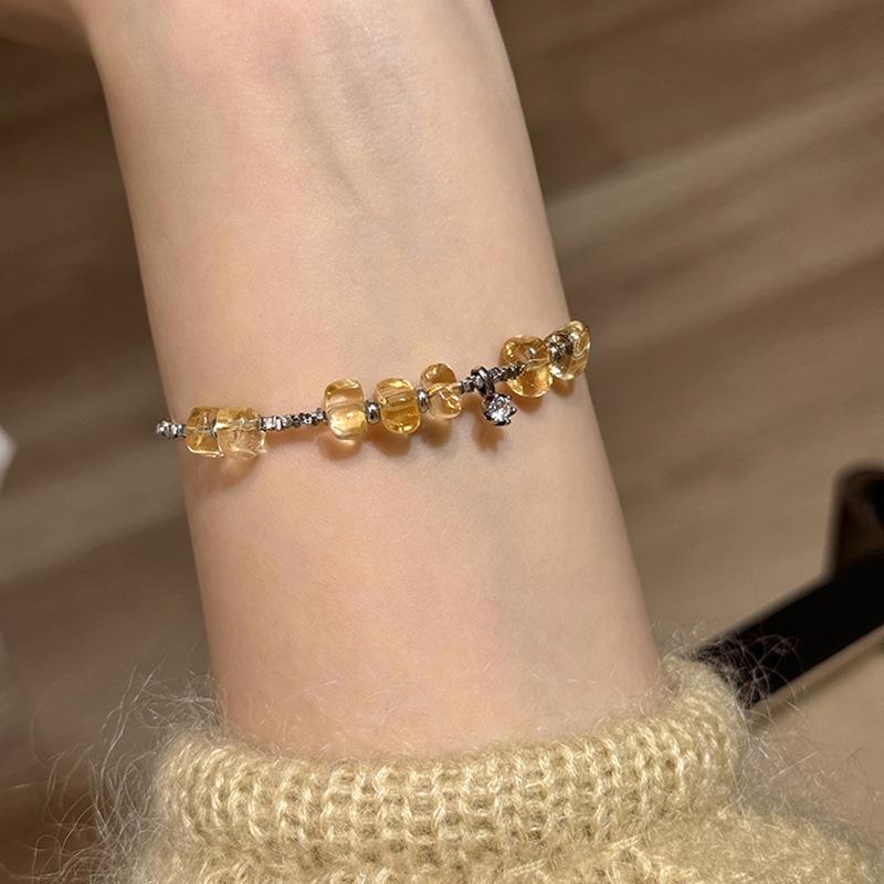 

Zircon citrine broken silver beaded bracelet light luxury temperament niche bracelet fashion simple high-end jewelry
