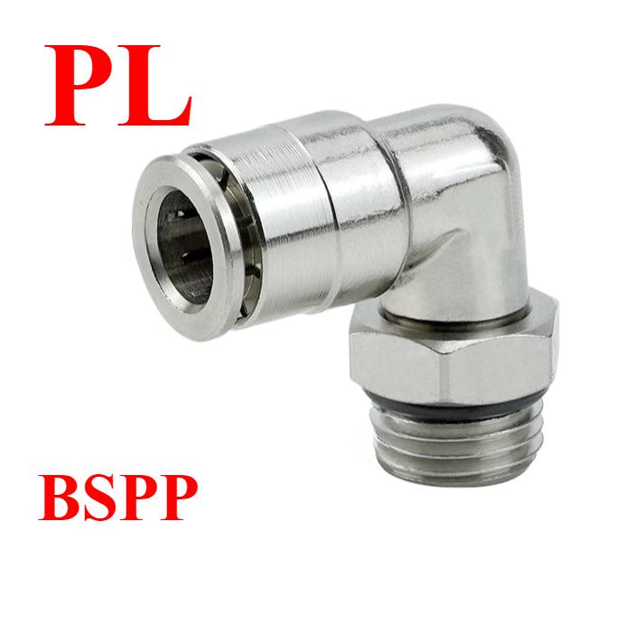 PC PL PCF PLF M5 6 1/8" 1/4" 3/8" 1/2" 3/8" BSP Außengewinde 4-16mm Vernickeltes Messing Winkelstück Gerade Steckverbindung Pneumatikfitting
