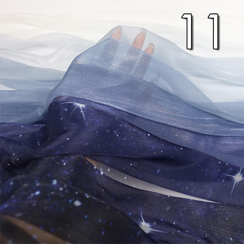 1/2/5 Meter 30D Rainbow Gradient Color Chiffon Fabric Organza Tulle Fabric For Diy Ancient Style Hanfu Silky Dress Stage Garment