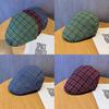 Checkered Vintage Pattern Beret Hat With Breathable Cotton For Women Fashion