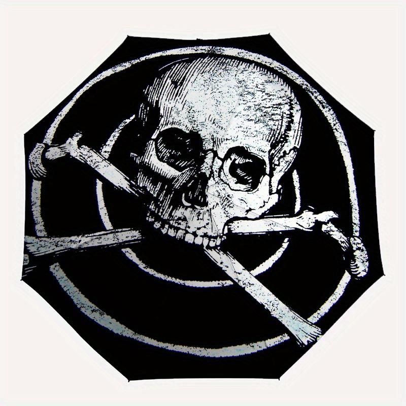 Skull and Crossbones Button Pin - Pirate Emblem BadgeUmbrella, Portable 3-Fold Umbrella for Men & Women,Christmas Gift ES267
