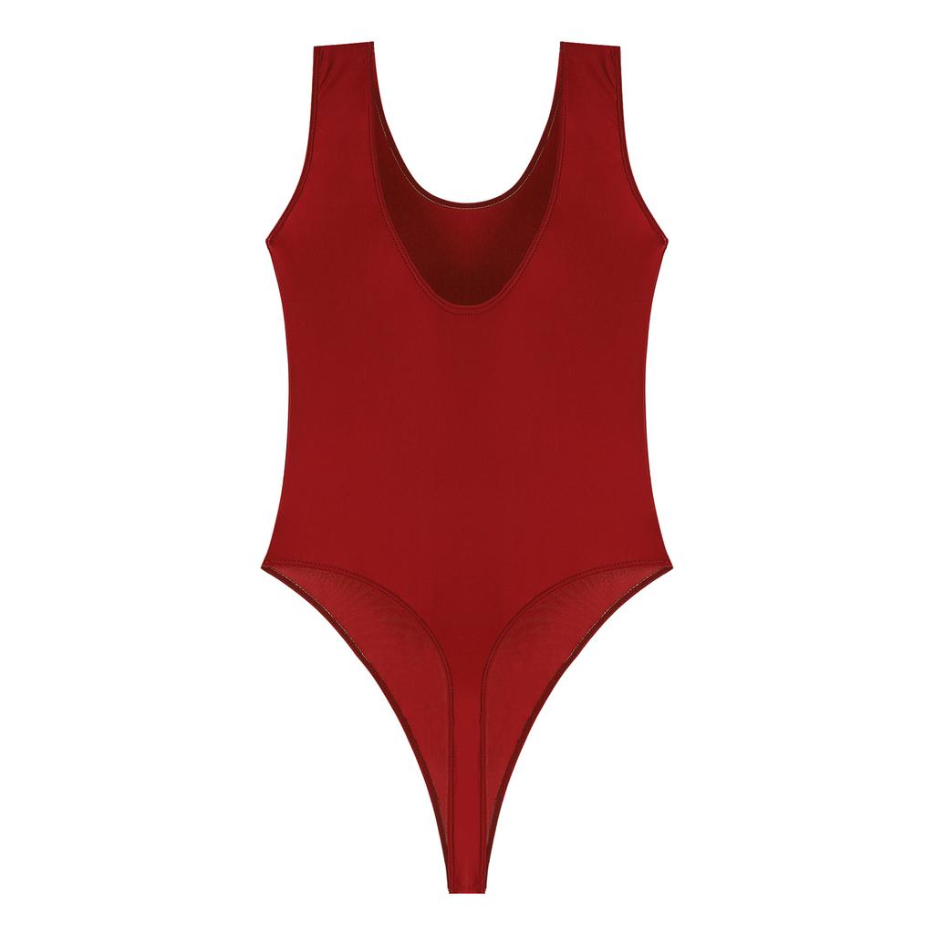 Women Glossy Sleeveless High Cut Tights Bodysuit Swimsuit One-piece Bathing Suit Stretchy Leotard Jumpsuit
