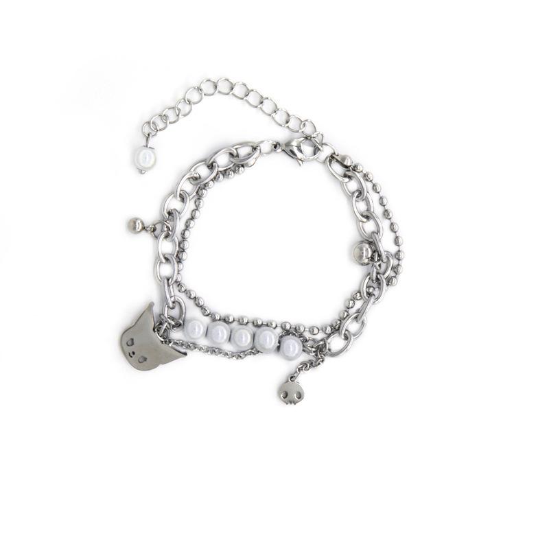 

New cartoon character reflective pearl bracelet double stacked jewelry cold style hip hop accessories jewelry women