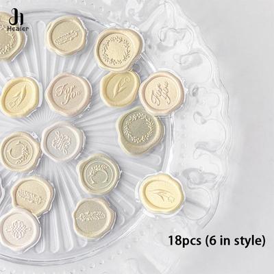 18pcs Bag Vintage Sticker Wax Stamp Seal Sticker for DIY Decorative Scrapbook Wedding Envelope Candy Color Sticker for Student