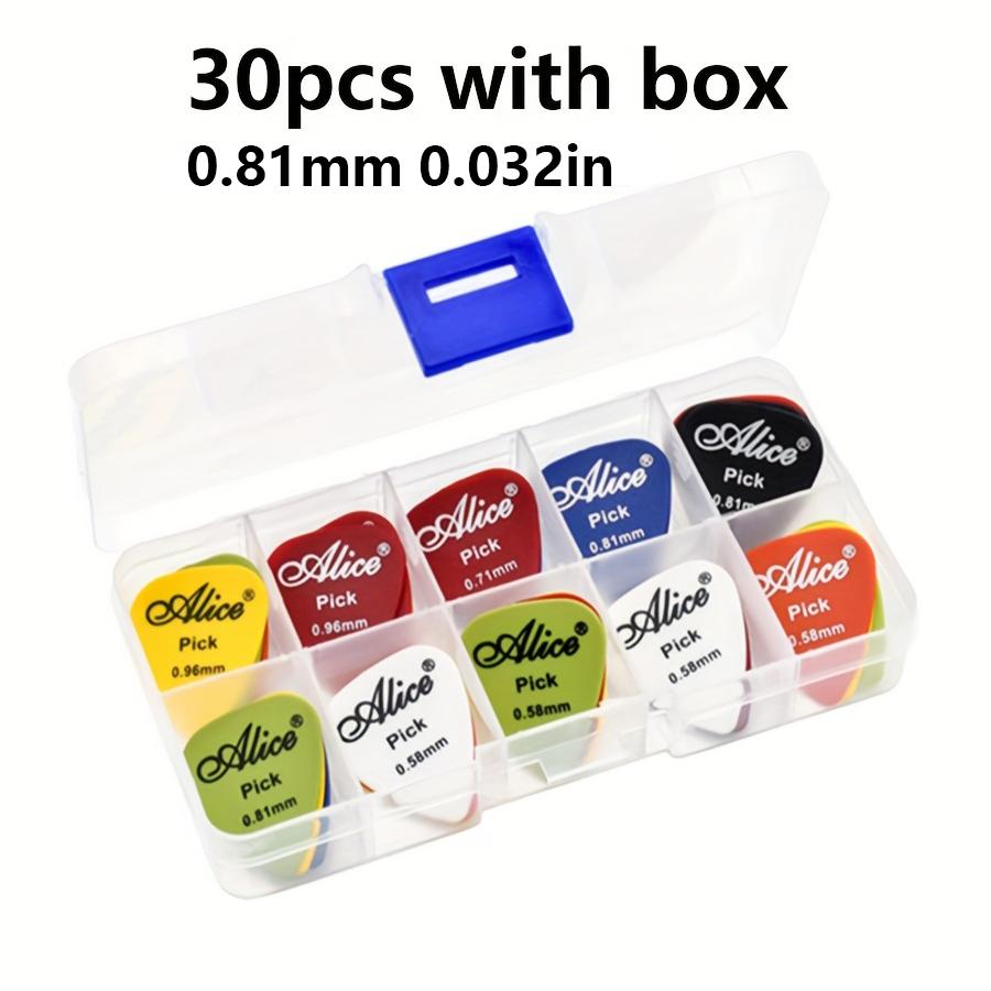 30pcs Alice Guitar Picks Assorted 0.58-1.50mm 6 Sizes Colorful ABS Plectrums with Transparent Storage Box for Acoustic JXB