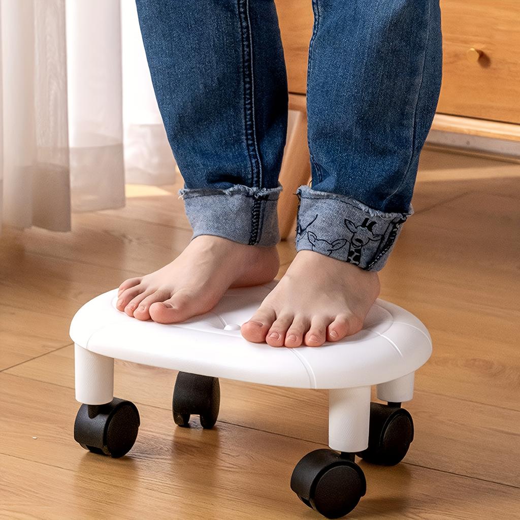 1pc Rolling Low Stool with Wheels, Durable Plastic Footstool for Entryway Bath, Shoe Changing & Organization