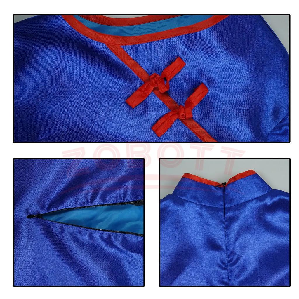 Anime Dragon Cos Ball Chichi Cosplay Costume Shirt Blue Uniform Props Cheongsam Women'S Uniform Dress Halloween Party Set Gift