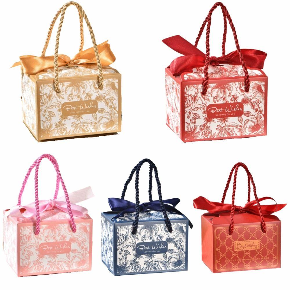 10pcs Bow Ribbon Wedding Party Paper Box Eco-Friendly Candy Box New Gift Packaging Box Goodies Gift