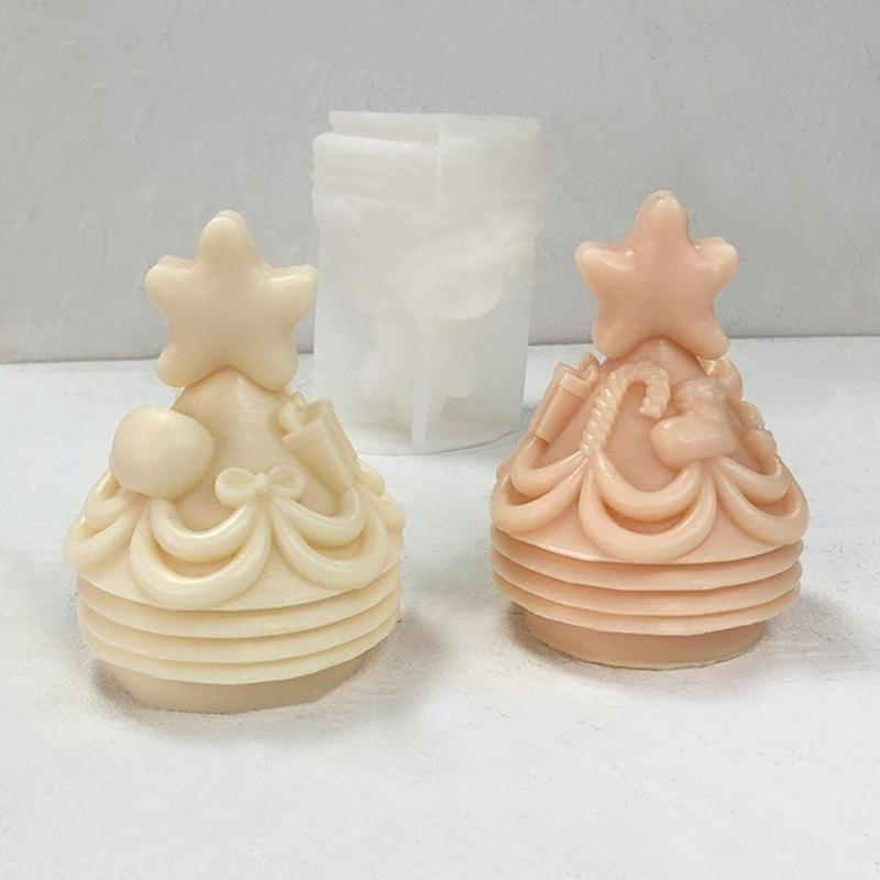 Christmas Tree Shaped Silicone Molds for Candle Soap Plaster Decoration, Fondant Silicone Molds for Chocolate Cake