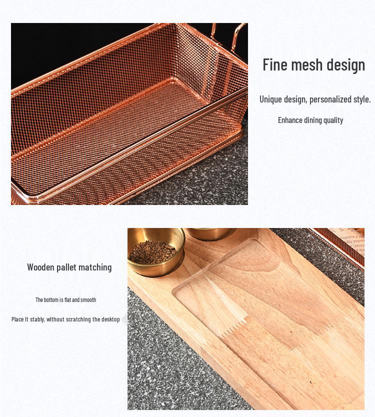 Stainless Steel Blue Fried Snack & Dipping Sauce Dish Set - Artistic Concept for Restaurants and Clubs