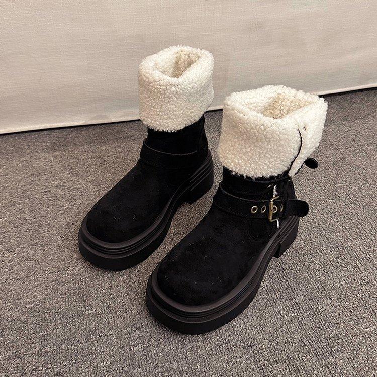 Two Wear Velvet Commuter Neutral Punk Fashion Boots 2025 Autumn and Winter New European, American British Style Versatile Martin Boots Women