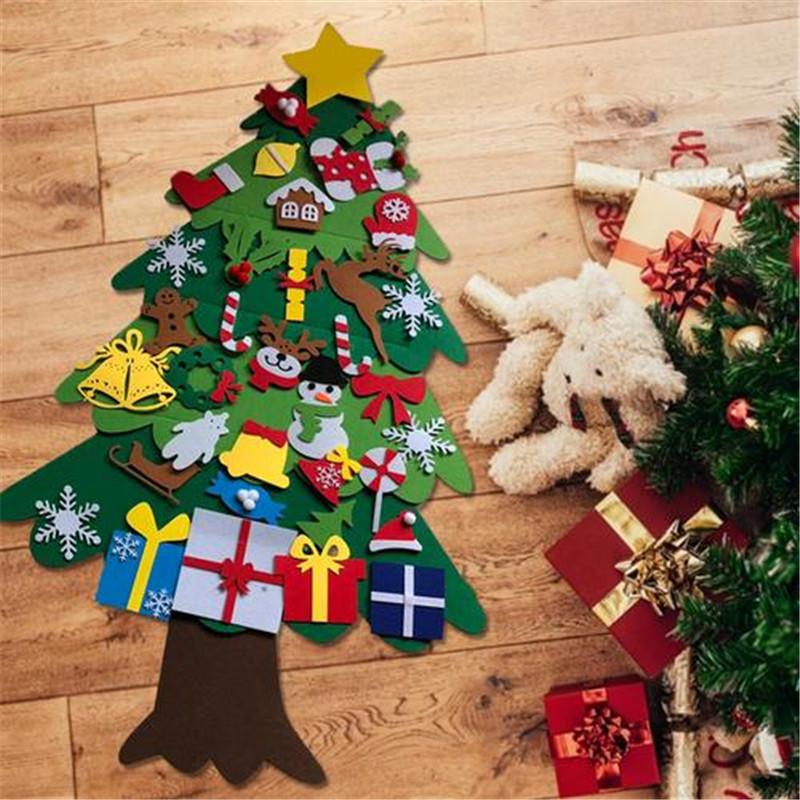 DIY Felt Christmas Tree Snowman Set Christmas Party Supplies with 30pcs Decoration for Children Gift