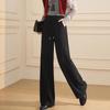 Women's Wool Blend Straight Leg Trousers - High Waist, Slimming, Plus Size, Drape, Versatile for Autumn/Winter 2025