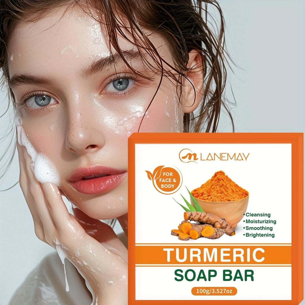 Turmeric Soap Bar - Deep Cleaning and Moisturizing Skin, Remove Dirt, Excess Oil, and Impurities - Gentle for All Skin Types,100g