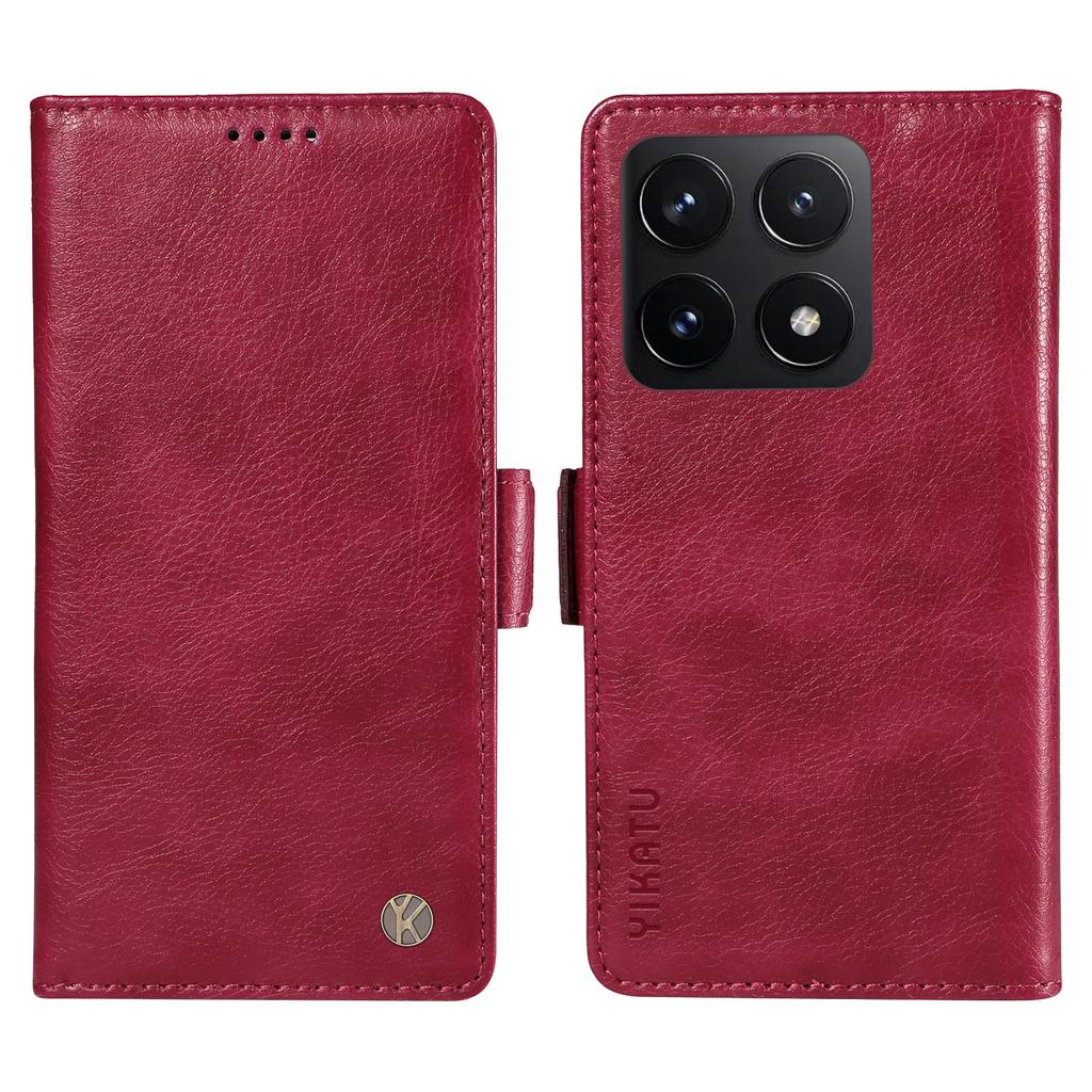 YIKATU YK-007 For Xiaomi 14T Case Side Buckle PU Leather Phone Cover Litchi Texture