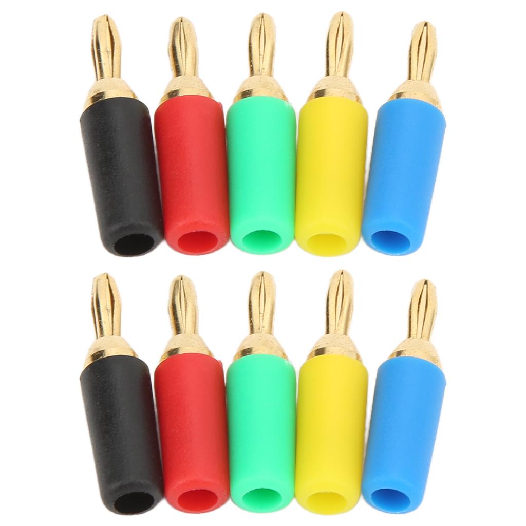 2set Banana Plug 2.5mm 0.1in 4 Leaf Type 5 Color Screwed Welded Fixing Brass Gold Plated Electrical Connector